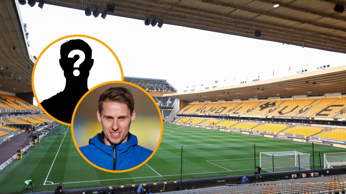 A general view of Molineux, and insets of Dave Edwards and a mystery player