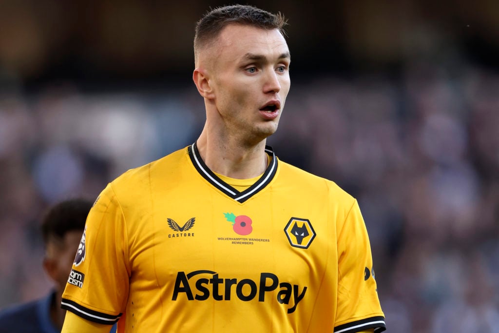 Sasa Kalajdzic of Wolverhampton Wanderers looks on during the Premier League match between Wolverhampton Wanderers and Tottenham Hotspur at Molineux