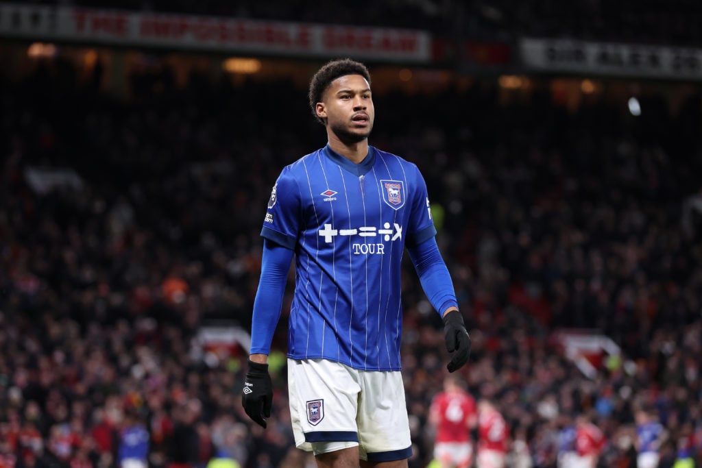 Jens Cajuste playing for Ipswich Town versus Manchester United FC in the Premier League