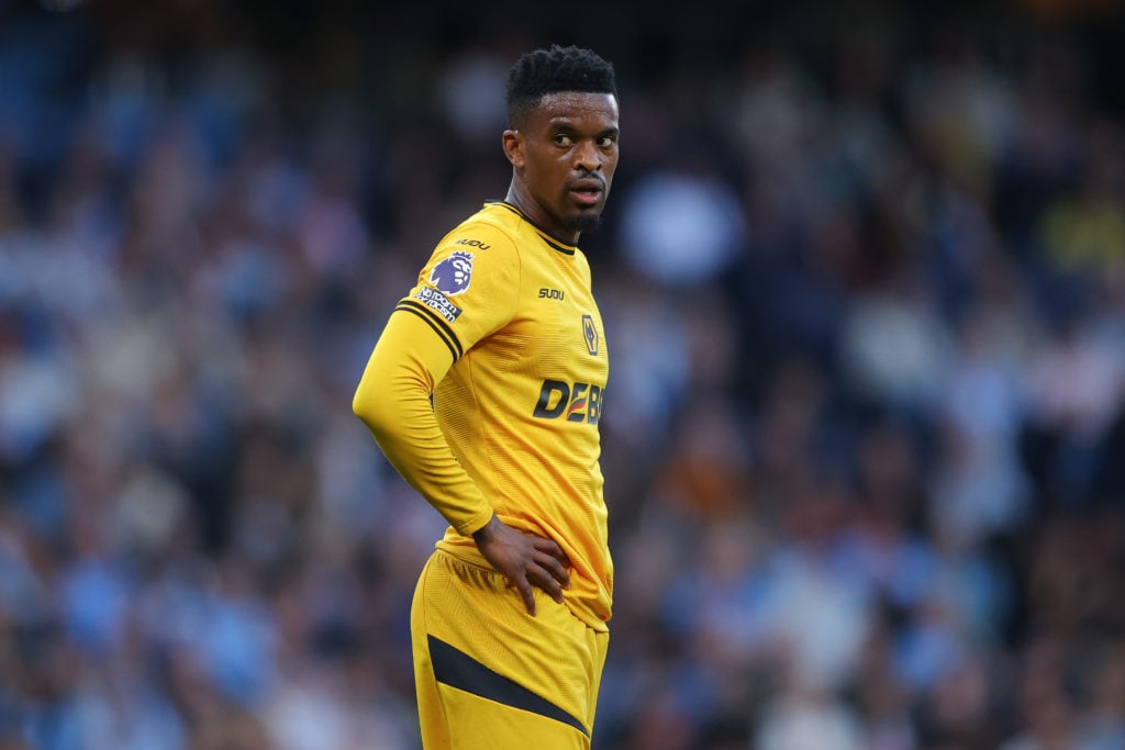 Nelson Semedo playing for Wolves against Manchester City.