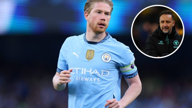 An image of Kevin De Bruyne with an inset of Vitor Pereira