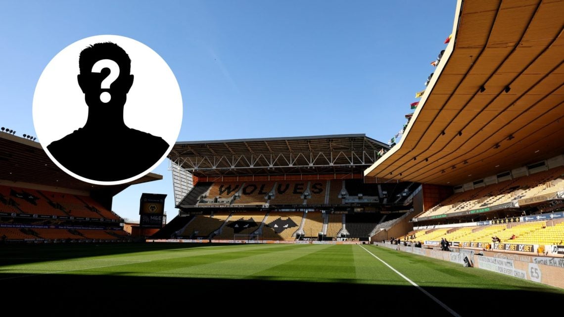 A general view of Molineux Stadium (central), mystery player (inset)