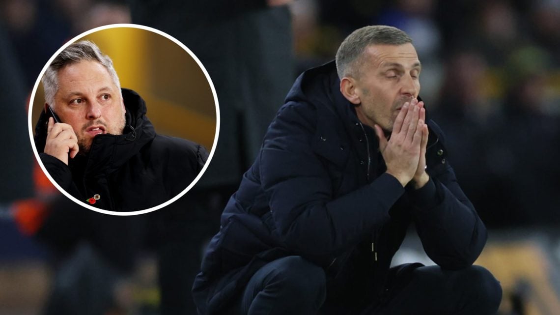 Gary O'Neil looks dejected during the Premier League match between Wolverhampton Wanderers and Ipswich Town with inset of Wolverhampton Wanderers s...