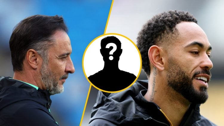 Wolves manager Vitor Pereira looks on (left), Matheus Cunha in Wolves training gear (right), mystery player (inset)