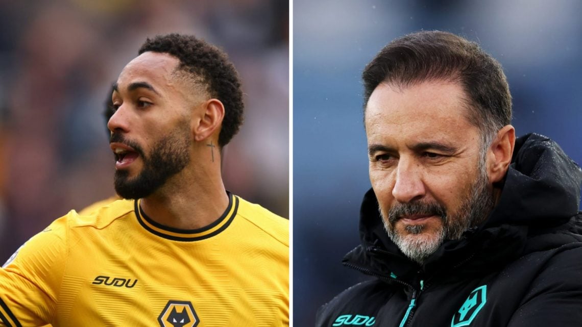 Matheus Cunha playing for Wolves (left), manager of Wolves Vitor Pereira (right)