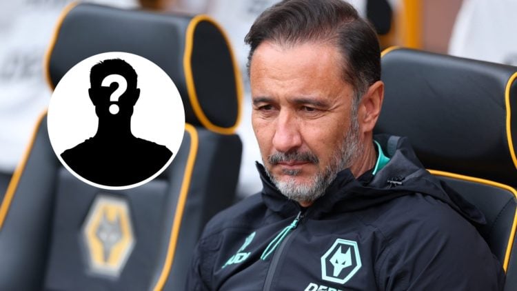 Vitor Pereira prior to the Premier League match between Wolves and Leicester City with a mystery icon inset.