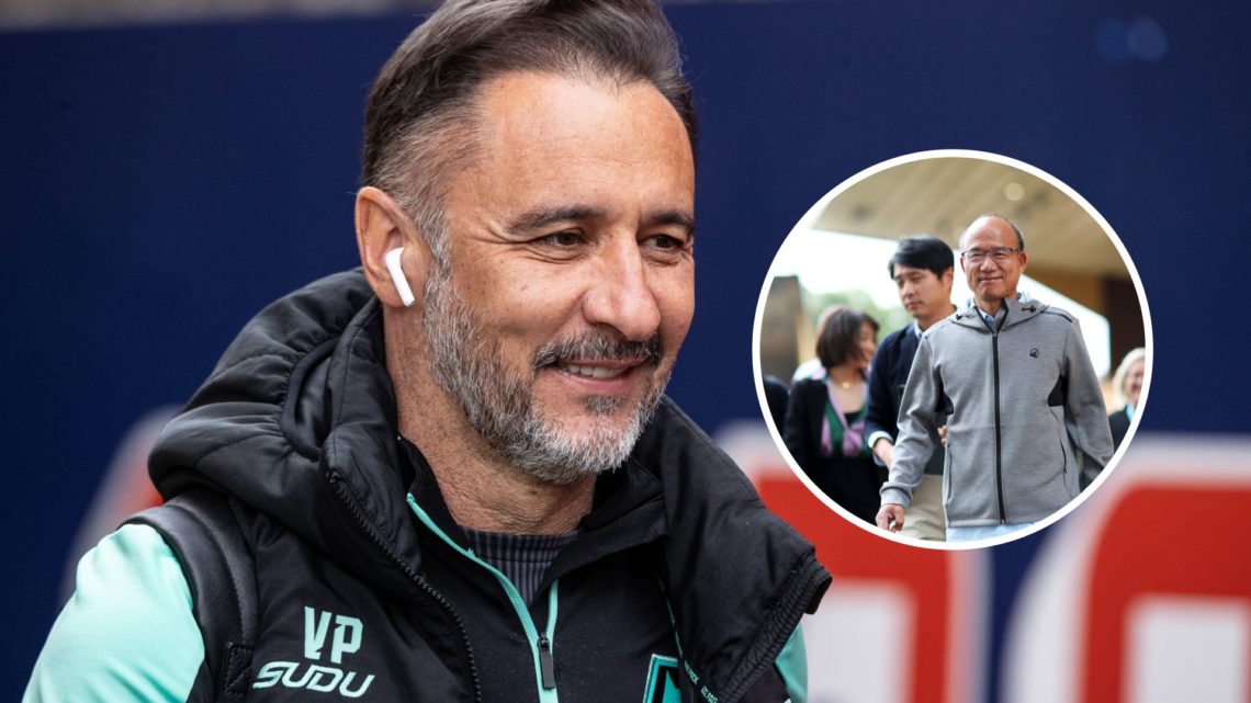 A split image of Vitor Pereira with an inset of Fosun