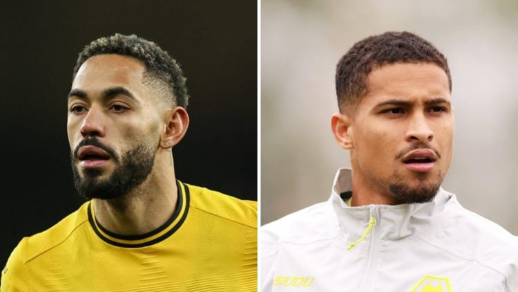 Matheus Cunha playing for Wolves (left), Joao Gomes in Wolves training (right)