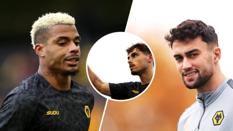 Split image of (L) Mario Lemina prior to the Premier League match between Wolverhampton Wanderers and Ipswich Town and (R) Maximilian Kilman during...