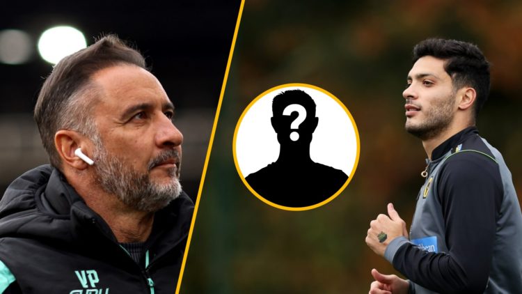 Wolves manager Vitor Pereira looks up (left), former Wolves striker Raul Jimenez in training