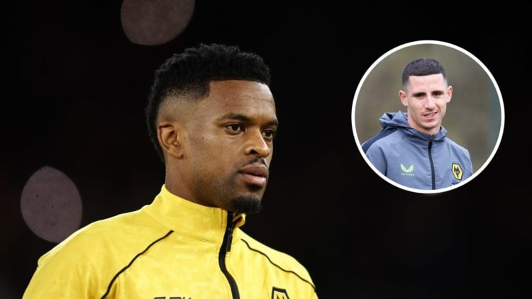 Wolves captain Nelson Semedo looks on (left), former Wolves player Daniel Podence in training (inset)