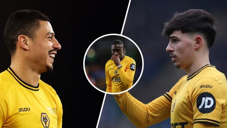 Split image of (L) Andre during the Premier League match between Wolverhampton Wanderers and Everton (R) Rodrigo Gomes during the Emirates FA Cup F...