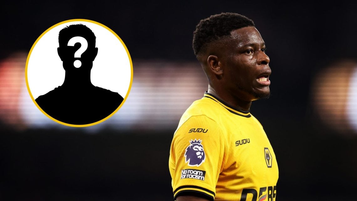 Marshall Munetsi playing for Wolves (right), mystery player (inset)