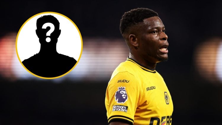 Marshall Munetsi playing for Wolves (right), mystery player (inset)
