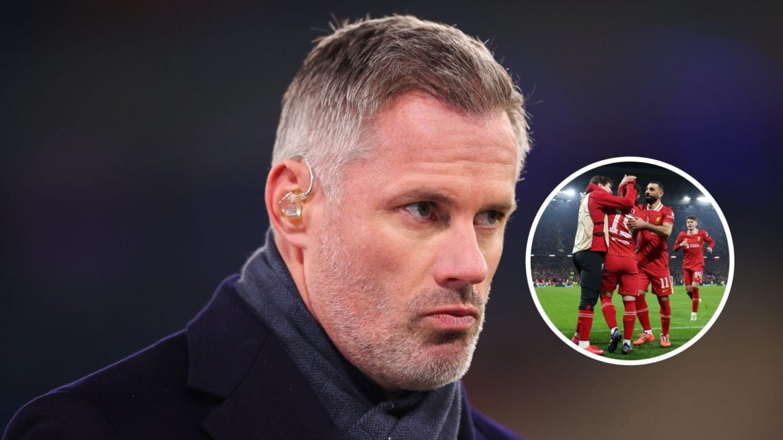 An image of Jamie Carragher with an inset of Harvey Elliott