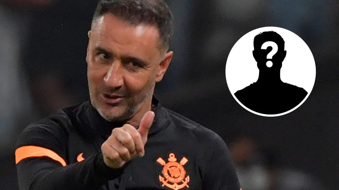 Vitor Pereira gestures during the Copa Libertadores group stage first leg football match with mystery icon inset.