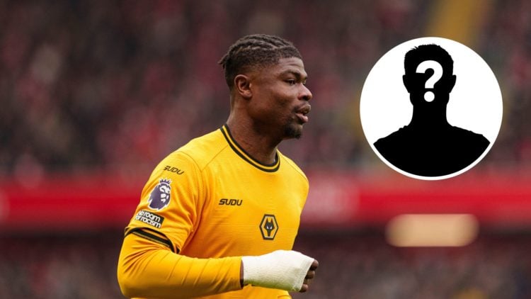 Wolves defender Emmanuel Agbadou in action (central), mystery player (inset)