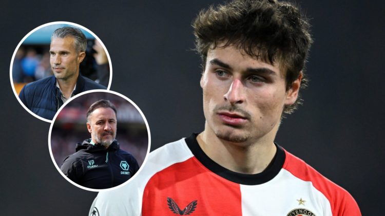 Hugo Bueno during the UEFA Champions League match between Feyenoord and Inter Milan with an inset of Robin van Persie during the Dutch Eredivisie m...