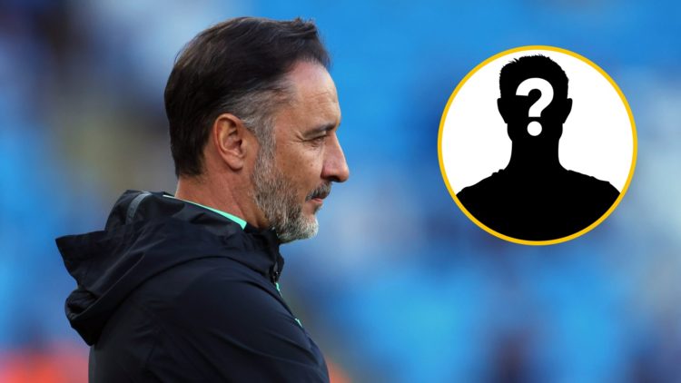 Wolves manager Vitor Pereira looks on at the Etihad Stadium (left), mystery player (inset)