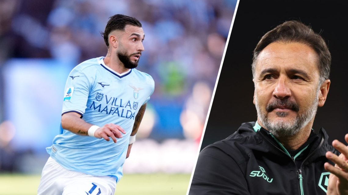Taty Castellanos playing for Lazio (left), Wolves manager Vitor Pereira applauds (right)