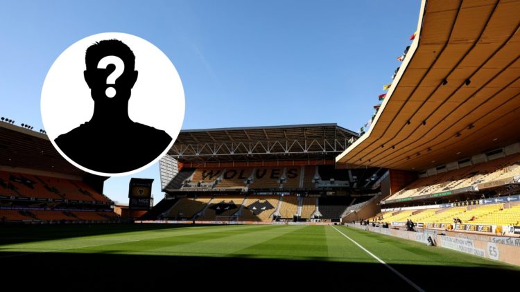 A general view of Molineux Stadium (central), mystery player (inset)