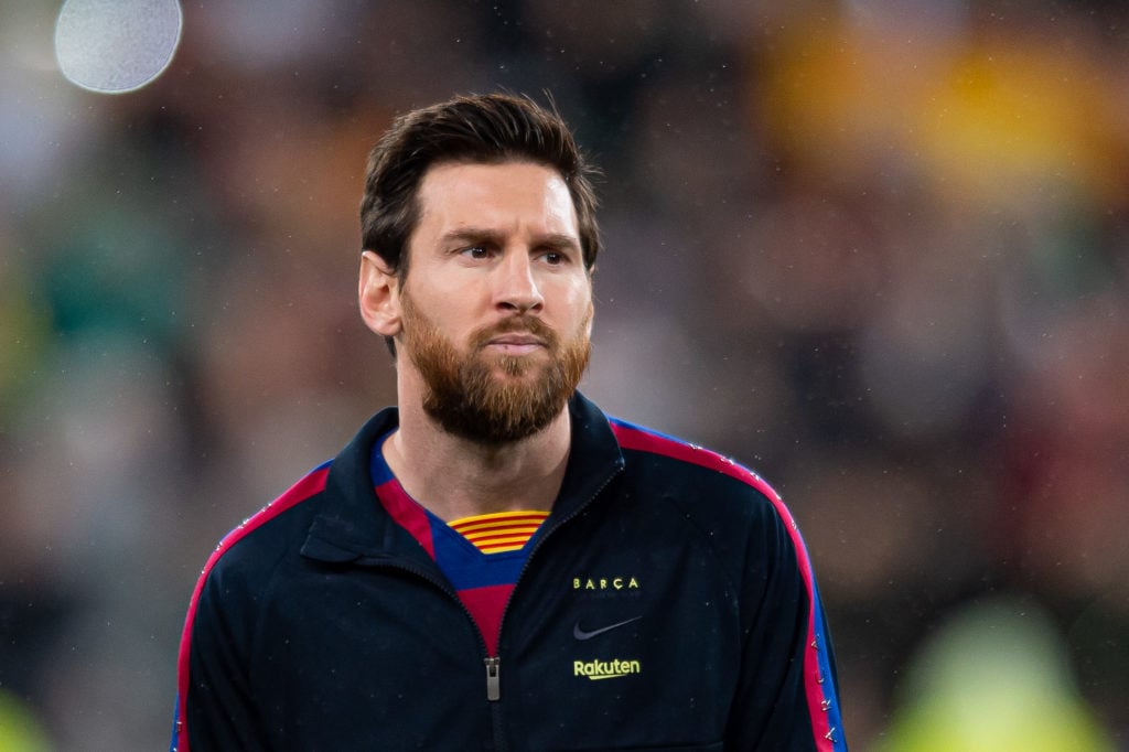 Lionel Messi ahead of playing for Barcelona.