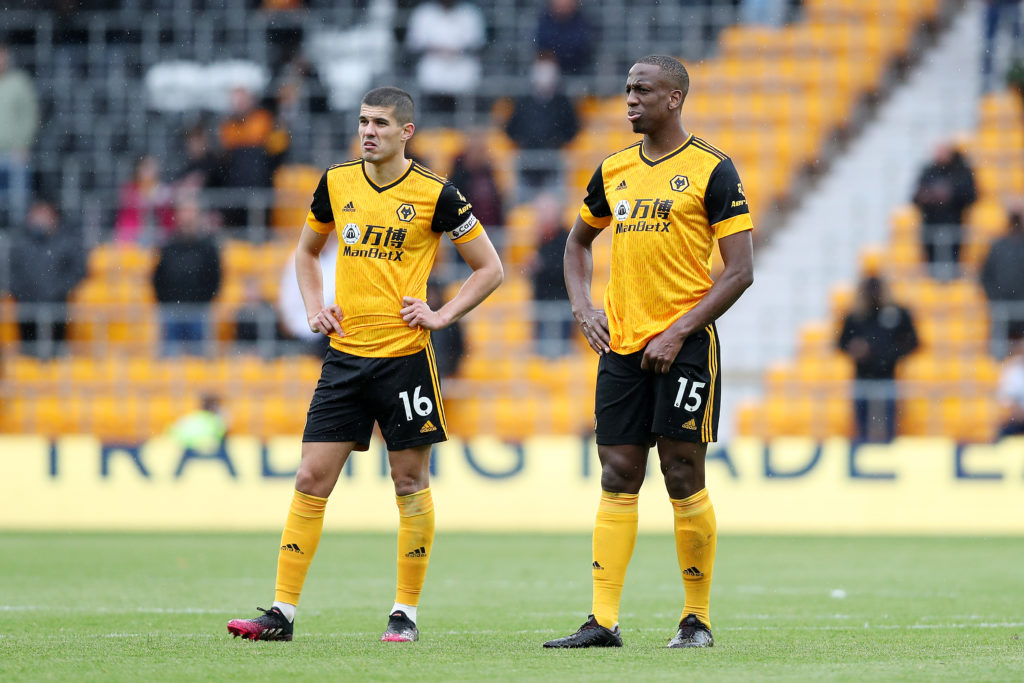 Conor Coady and Willy Boly line-up for Wolverhampton Wanderers v Manchester United - Premier League
