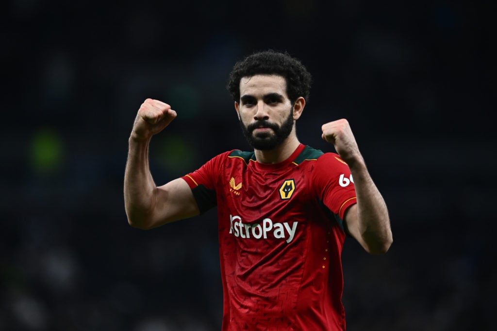 Rayan Ait-Nouri celebrates for Wolves.