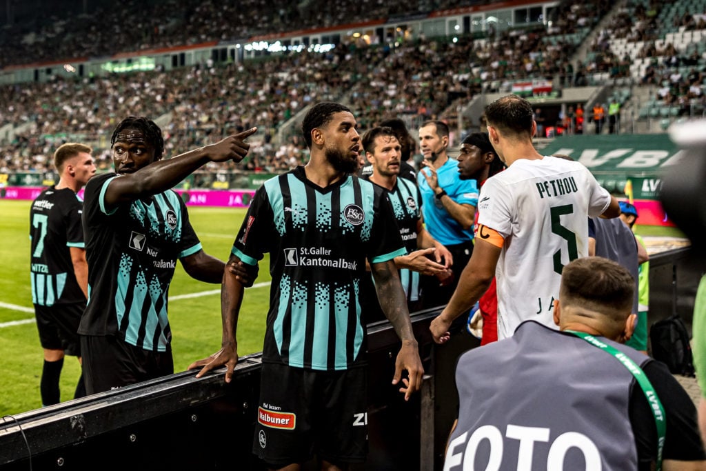 Willem Geubbels celebrates after scoring for St. Gallen.
