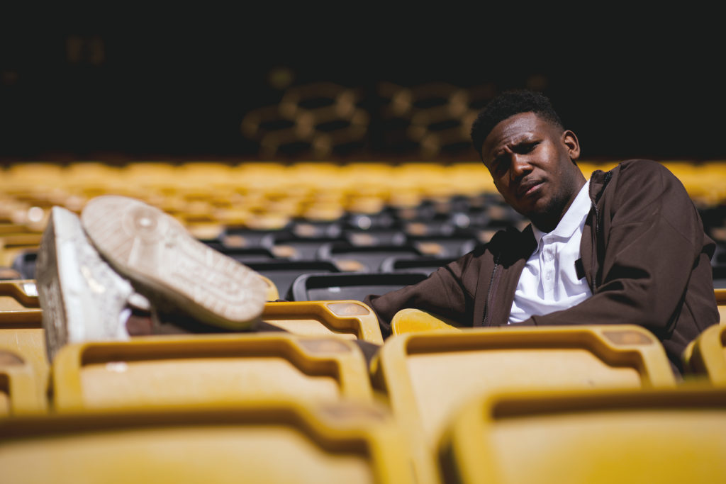 Yerson Mosquera at Molineux after signing new contract at Wolves.