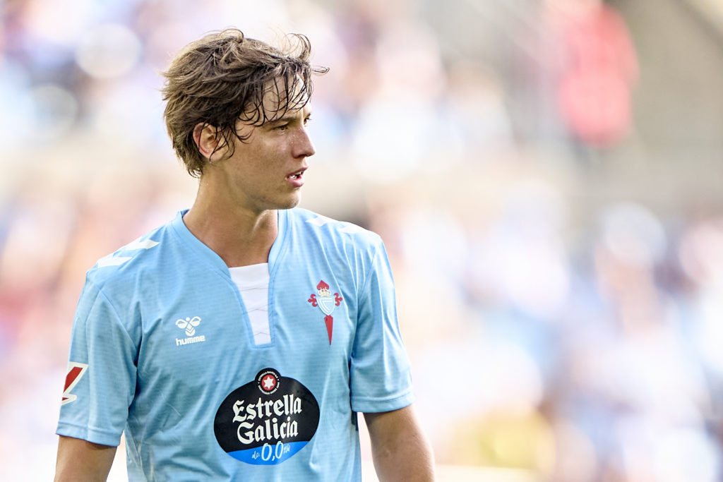 Fer Lopez looks on during Celta Vigo's La Liga game against Rayo Vallecano.