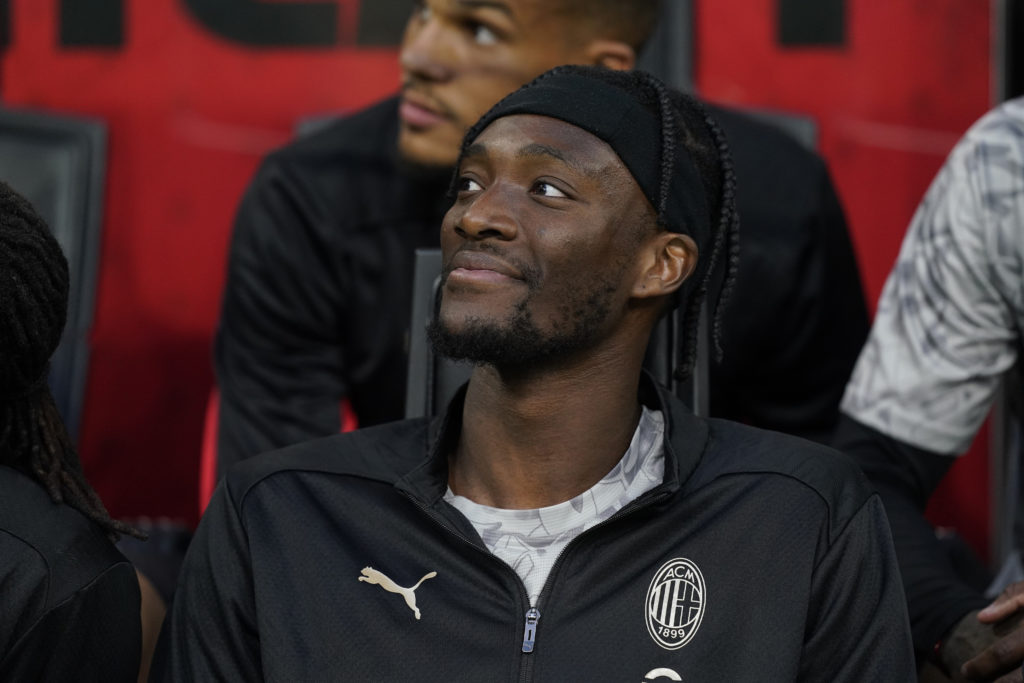 Tammy Abraham on the bench for AC Milan.