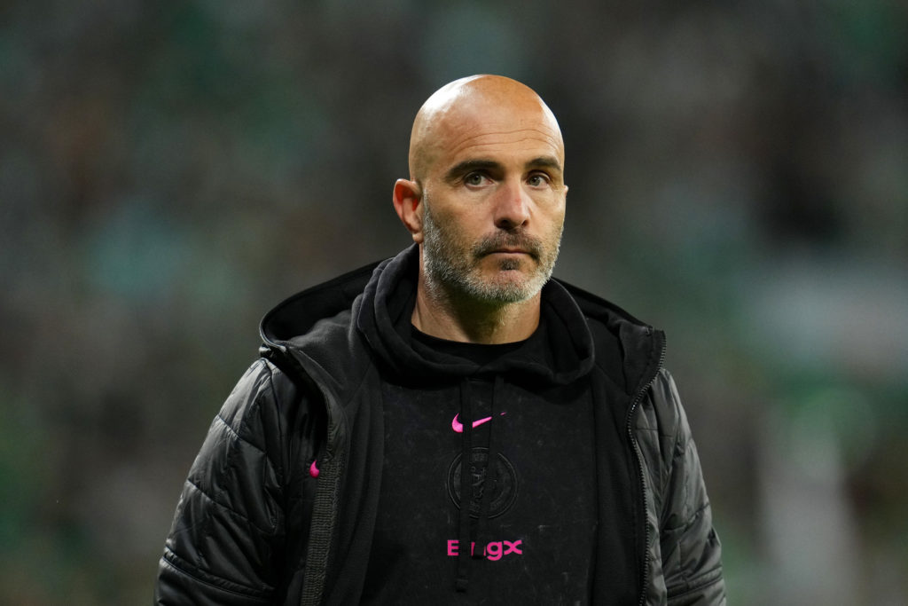 Enzo Maresca, Manager of Chelsea, looks on during the UEFA Conference League Final 2025 between Real Betis Balompie and Chelsea FC.