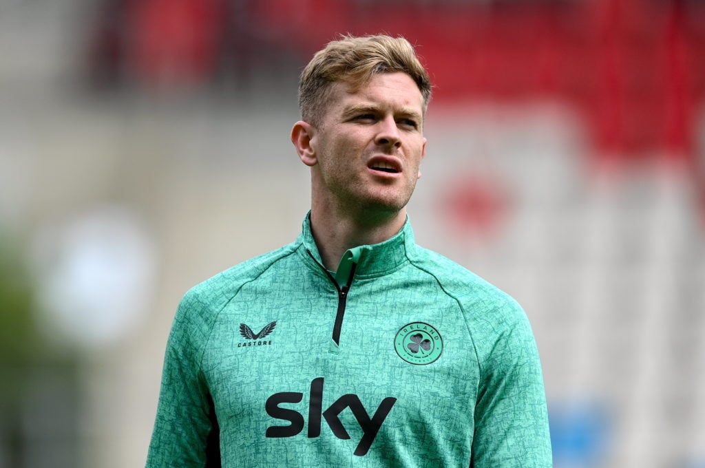 Nathan Collins warms up for the Republic of Ireland.