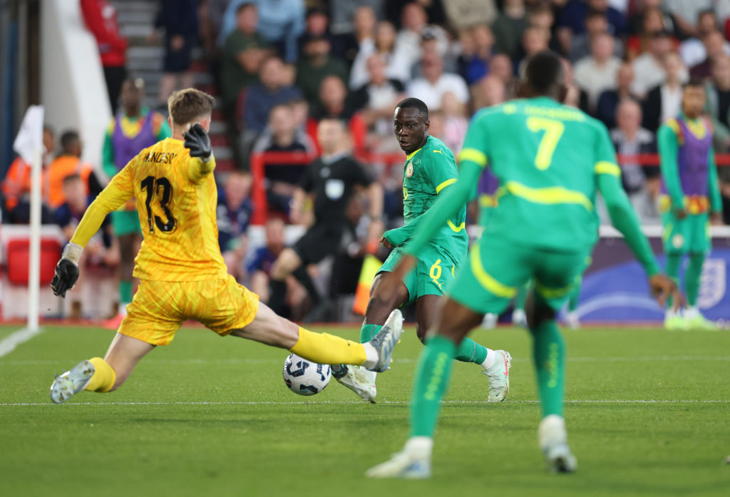Habib Diarra scores for Senegal against England during international friendly