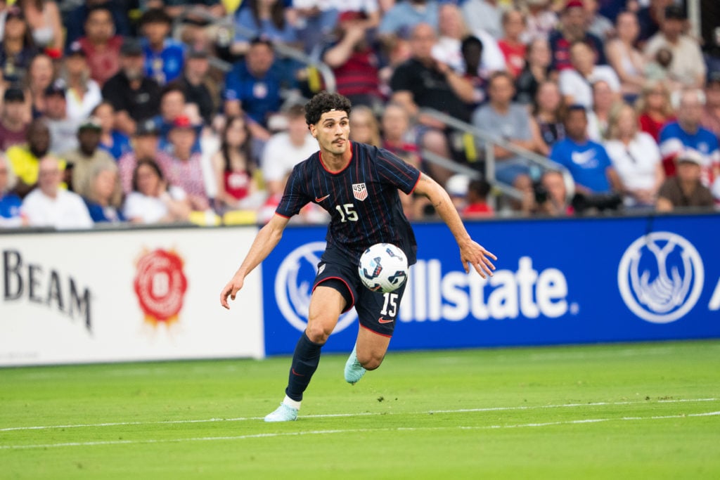Johnny Cardoso of the United States in possession of the ball at GEODIS Park.