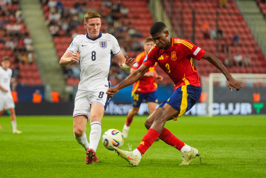 Christhian Mosquera during Spain v England in UEFA European Under-21 Championship 2025 Quarter-Final