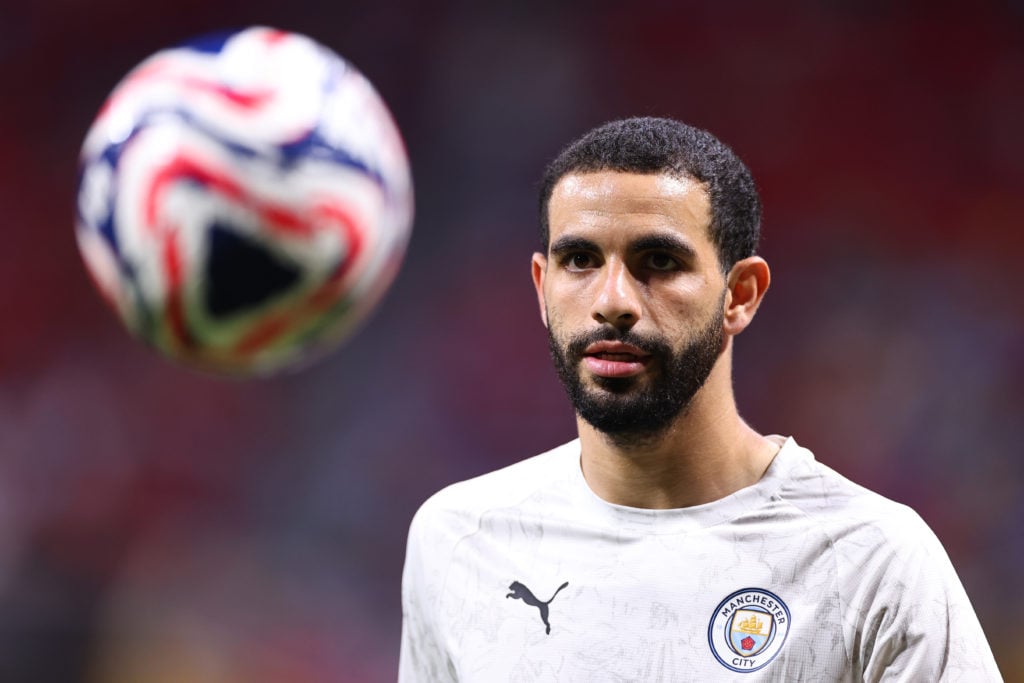 Rayan Ait-Nouri making his debut for Manchester City.