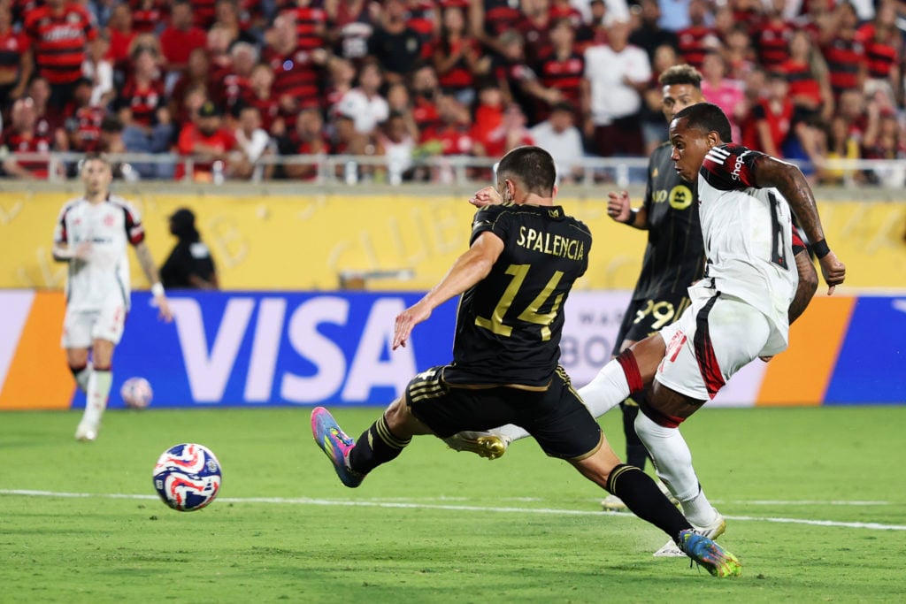 Wallace Yan scoring a goal for Flamengo at the Club World Cup.