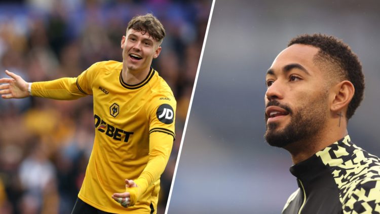 A split image of Wolves star Jorgen Strand Larsen and Matheus Cunha