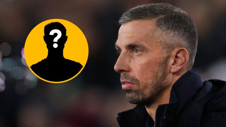 Gary O'Neil, the former manager of Wolverhampton Wanderers, prior to the Premier League match between West Ham United and Wolves, inset, mystery icon.
