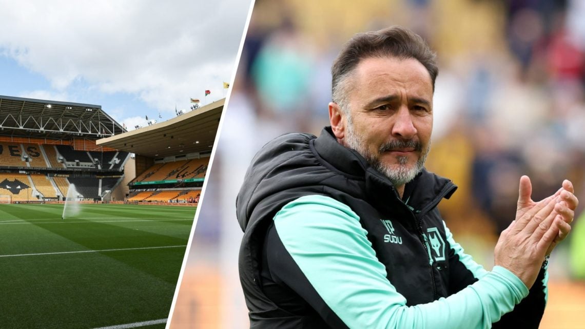 A general view of Molineux (left), Wolves manager Vitor Pereira applauds (right)