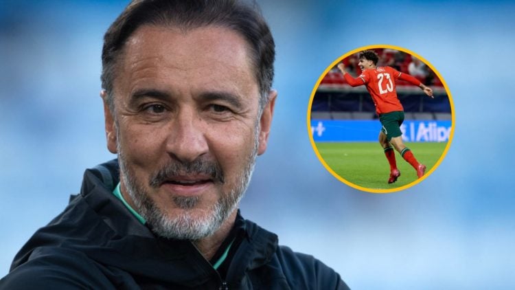 Vitor Pereira prior to the Premier League match between Manchester City and Wolverhampton Wanderers, inset, Rodrigo Gomes celebrates after scoring ...