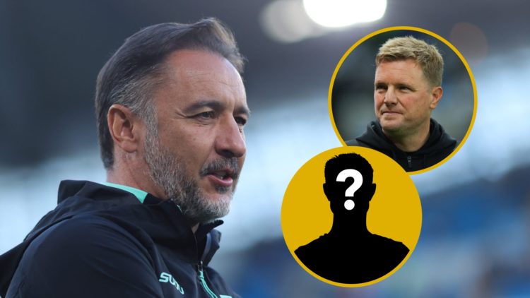 Vitor Pereira arrives at Etihad Stadium with Wolves (left), Eddie Howe manages Newcastle United in Champions League (right)