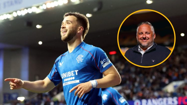 Nicolas Raskin celebrates after scoring for Rangers (left), former Wolves sporting director Matt Hobbs (right)