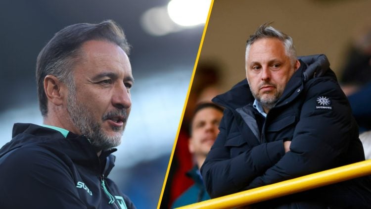 Wolves manager Vitor Pereira looks on (left), former Wolves sporting director Matt Hobbs at Molineux (right)
