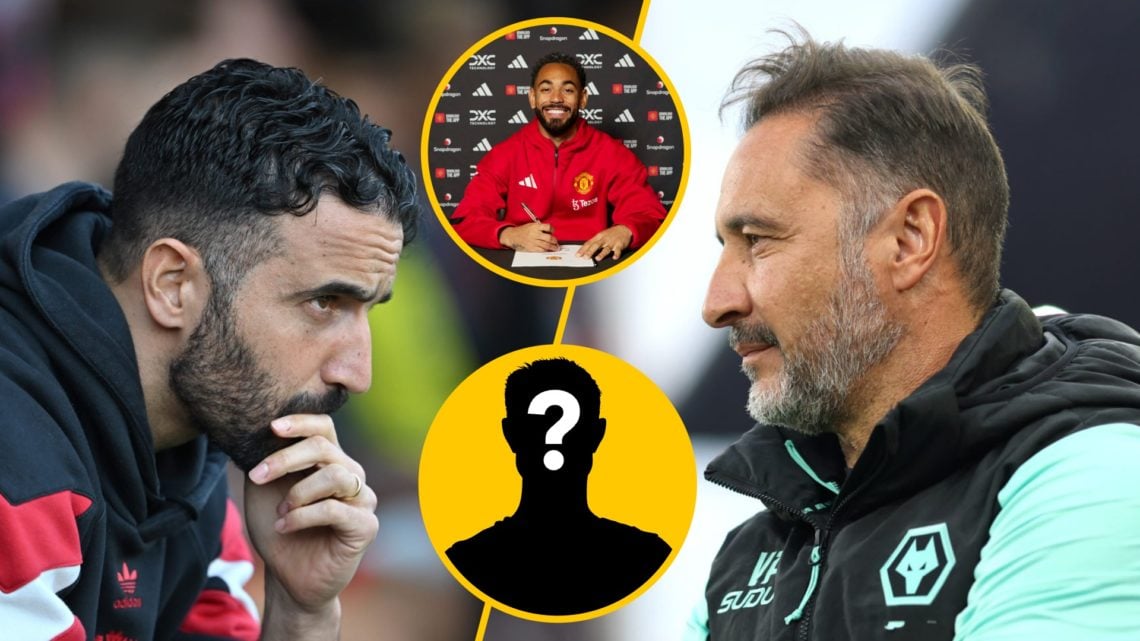 Split image of (L) Ruben Amorim during the Premier League match between Bournemouth and Manchester United and (R) Vitor Pereira prior to the Premie...