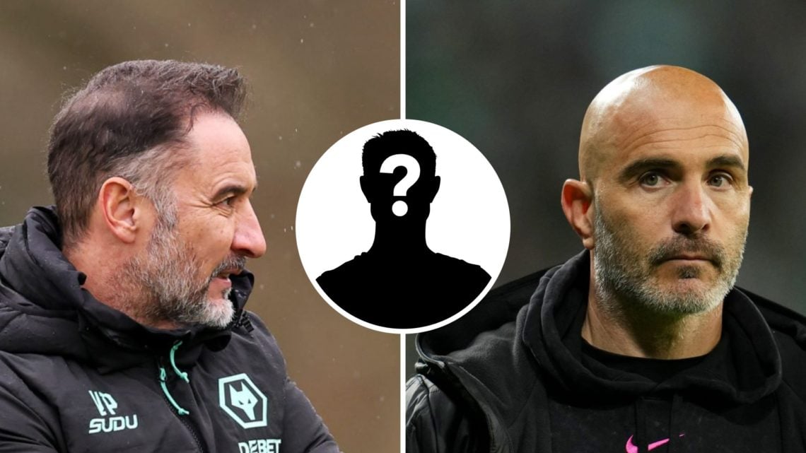 Wolves manager Vitor Pereira in training (left), Chelsea manager Enzo Maresca looks on (right), mystery player (inset)