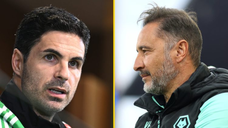Split image of (L) Arsenal manager Mikel Arteta during a UEFA Champions League press conference and (R) Vitor Pereira prior to the Premier League m...