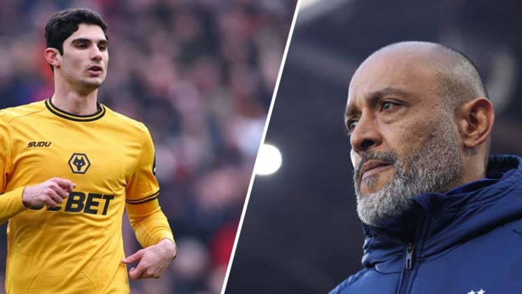 A split image of Goncalo Guedes and Nuno Espirito Santo
